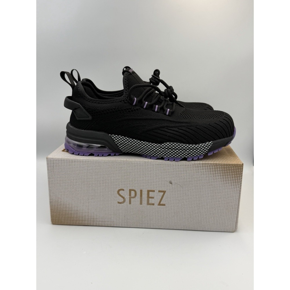 SPIEZ Womens Size 7 Safety Shoes Composite Toe Black Purple Work Sneakers NWB
